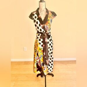 Zara Floral Polka Dot Wrap Dress